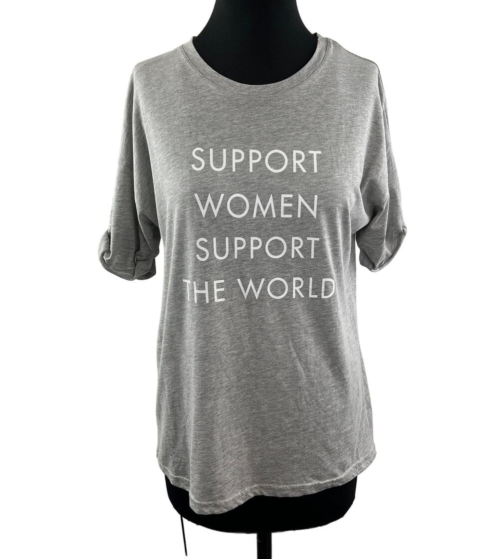 Sweaty Betty Heather Gray Top Cotton Support Women Graphic Crew Neck Sz S Small